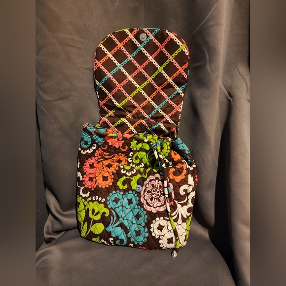 Vera Bradley Campus Tech Brown W/ Floral Design Cotton Tote - retired. - Picture 2 of 6